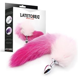 Butt Plug with Pink and White Tail Size S