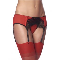 Garter Belt with Thong and Stockings Black and Red