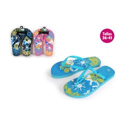 ZAPATILLAS PLAYA DISEÑO FLOWERS AZUL TALLA 40