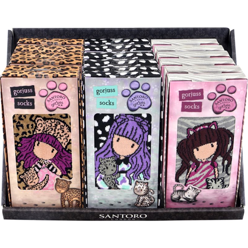 EXPOSITOR 18 PACKS DE CALCETINES GORJUSS™ "PURRRRRFECT LOVE"