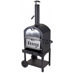 2-in-1 Barbecue & Pizza oven 68 x 48 x 156 cm stainless steel Black