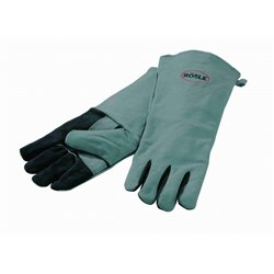 barbecue gloves 41,5 cm leather black/grey one-size