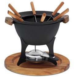 Country fondue set 6 persons 1 liter 11-piece black