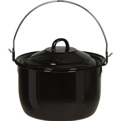 Enamel Pan with Lid for BBQ Ø 20 cm 3,3 Liter Black