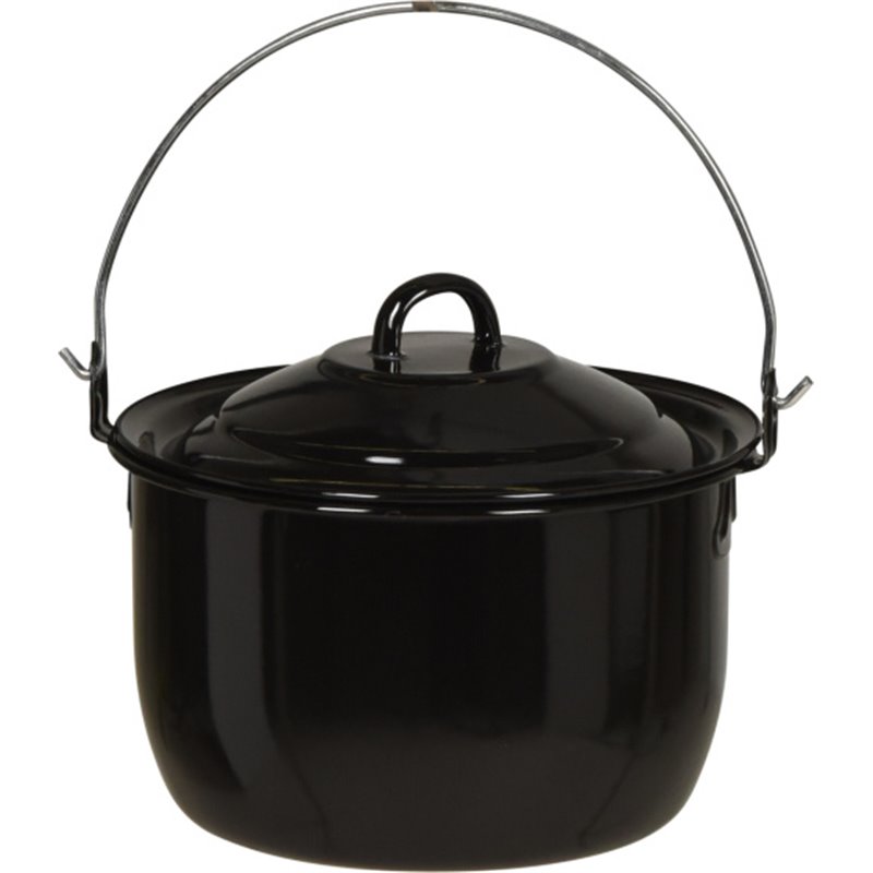 Enamel Pan with Lid for BBQ Ø 20 cm 3,3 Liter Black