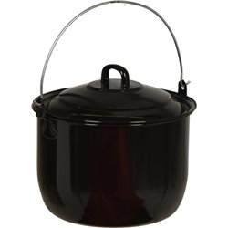 Enamel Pan with Lid for BBQ Ø 24 cm 6,7 Liter Black