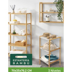 ESTANTERIA BAMBU 3 NIV.70X35X76.2CM CONFORTIME