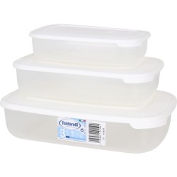 SET 3 FIAMBRERAS RECTANGULARES 1L/2L/3L FAMILY TRANSPARENTE/CREMA