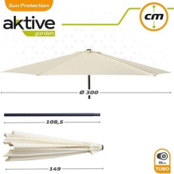 PARASOL 300 CM CON CHIMENEA Y MÁSTIL DE ALUMINIO 3,8 CM COLOR CREMA