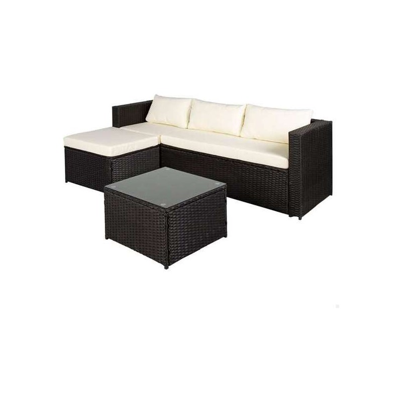 CONJUNTO SOFÁ 3 PLAZAS (125X67X64 CM) + MESA DE JARDÍN (57X35 CM) AKTIVE