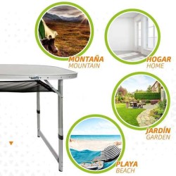 MESA DE CAMPING PLEGABLE ALUMINIO + MADERA 149X80X59/66/71.5CM