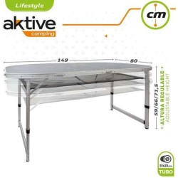 MESA DE CAMPING PLEGABLE ALUMINIO + MADERA 149X80X59/66/71.5CM