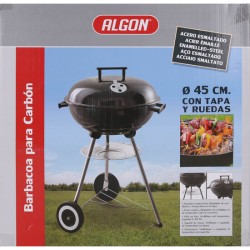 BARBACOA REDONDA C/TAPA 45CM NEGRA ALGON