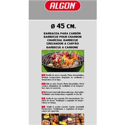 BARBACOA REDONDA C/TAPA 45CM NEGRA ALGON