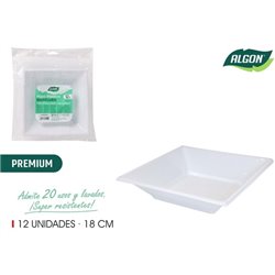 SET-12PLATO H/CUAD.PLAST.PREMI.18CM ALGON