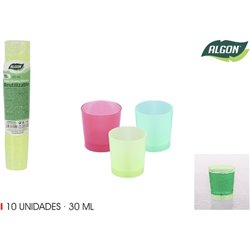 SET-10 VASO CHUPITO COLOR PP 30ML ALGON