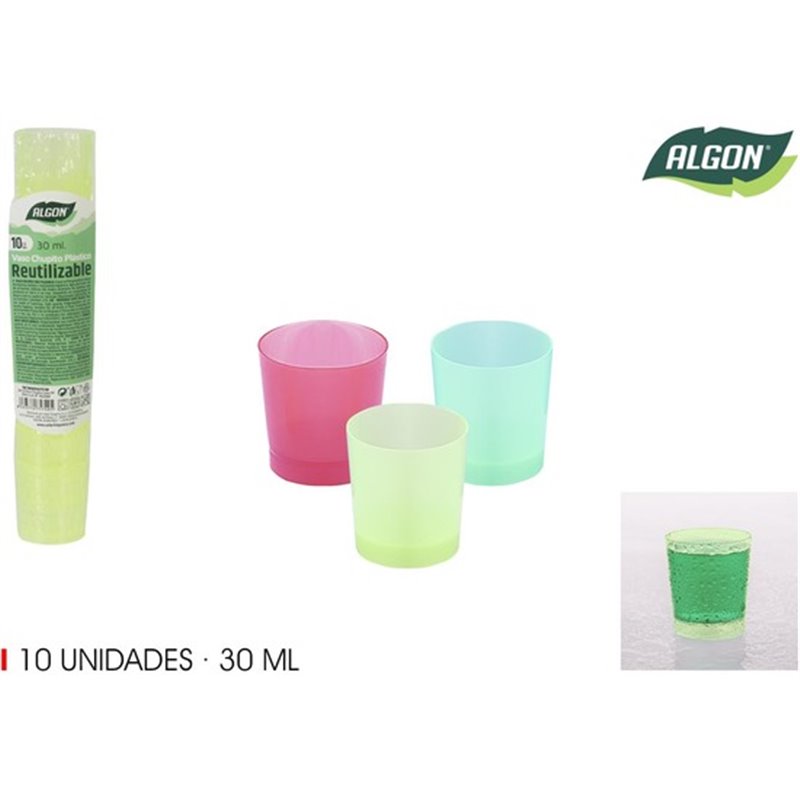 SET-10 VASO CHUPITO COLOR PP 30ML ALGON