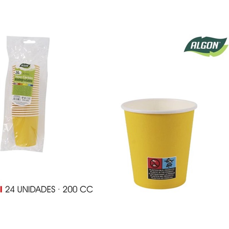 SET-24 VASO CARTON AMARILLO 200CC ALGON