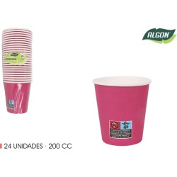 SET-24 VASO CARTON FUCSIA 200CC ALGON