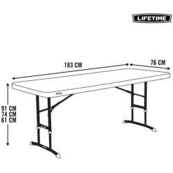 MESA RECTANGULAR PLEGABLE AJUSTABLE EN ALTURA LIFETIME 183X76XH61-91 CM - MODELOS SURTIDOS