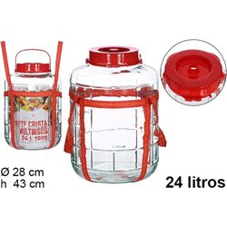 BOTE CRISTAL CON ASA ROJA 24 LITROS