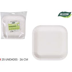 SET-25 PLATO CUAD.CART NATURAL 26CM ALGON