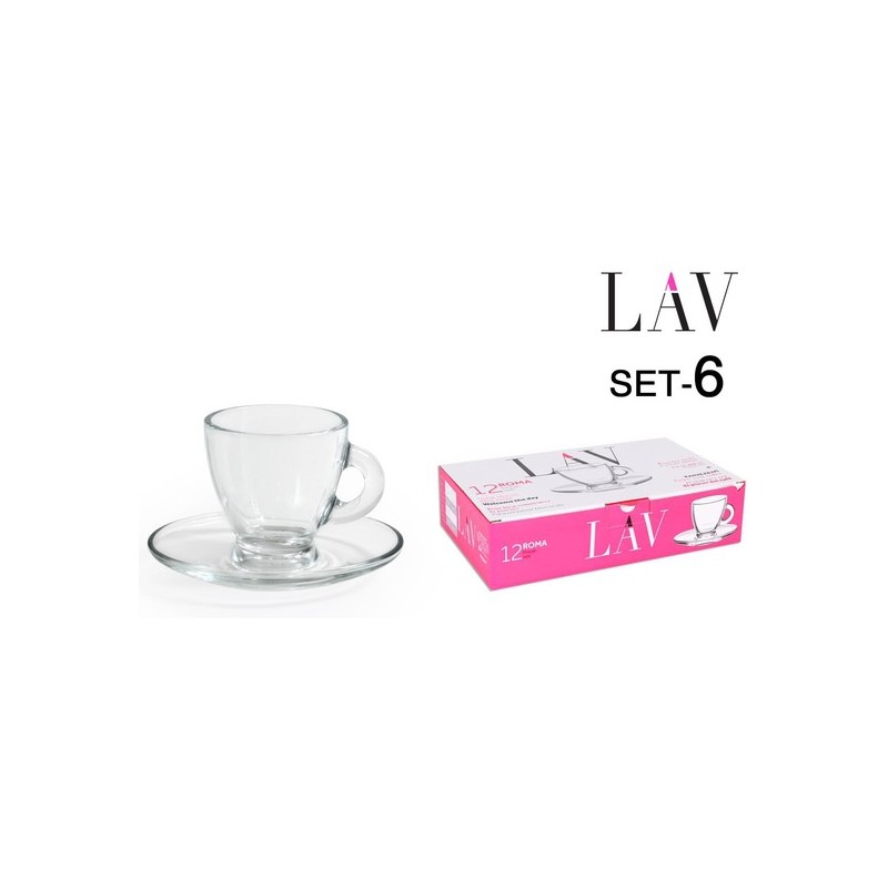 SET 6 TAZAS 95CC C/PLATO ESPRESSO ROMA