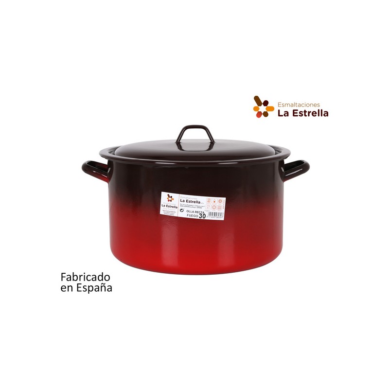 OLLA RECTA C/TAPA 30CM - 12L FUEGO