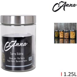 TARRO VIDRIO TAPA ACERO 1.25LT. ANNA