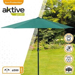 PARASOL 300 CM CON CHIMENEA Y MÁSTIL DE ALUMINIO 4,8 CM COLOR VERDE