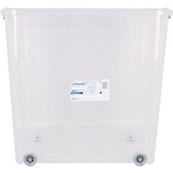 CAJA ALMACENAJE 85 L C/TAPA Y RUEDAS COMBI TRANSPARENTE