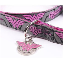 CORREA PARA PERROS M WONDER WOMAN DARK PINK