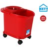 CUBO 16L C/RUEDAS. ASA Y ESCURRIDOR ROJO KETY