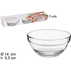 BOWL CRISTAL PACK 3 PIEZAS 14CM