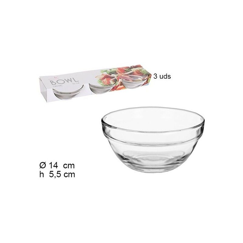 BOWL CRISTAL PACK 3 PIEZAS 14CM