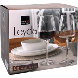 SET 6 COPAS VINO 43CL LEYDA