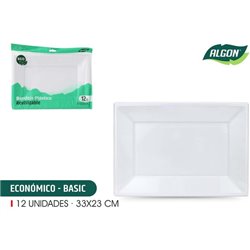 SET-12 BANDEJA RECT.PLAST.ECO.33X23 ALGON