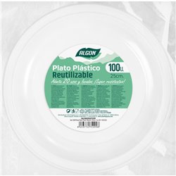 SET-100PLATO RED.PLAST.PREMIUM.25CM ALGON