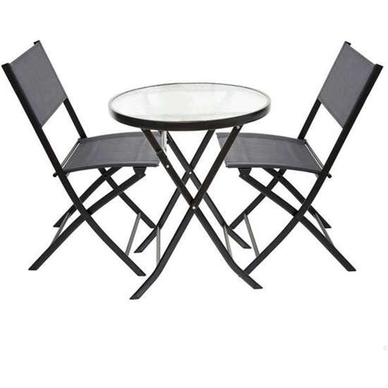 CONJUNTO DE MESA DE TERRAZA PLEGABLE (60X71 CM) + 2 SILLAS DE TEXTILENO (46X82 CM) AKTIVE