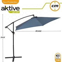 PARASOL EXCÉNTRICO 300 CM CON MÁSTIL DE ALUMINIO 4,2 CM COLOR GRIS