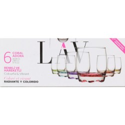 SET 6 VASOS AGUA 290CC ADORA CORAL