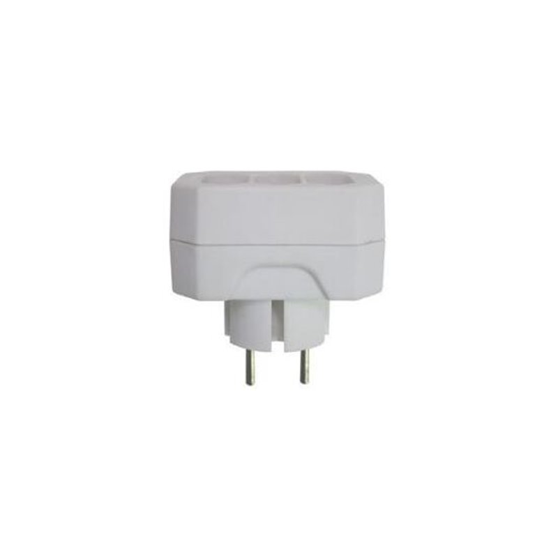 ADAPTADOR 3 TOMAS EUROPLUG A SCHUKO 10A (FRONTAL) BLANCO 7HSEVENON ELEC