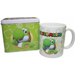 SET TAZA + HUCHA YOSHI SUPER MARIO BROS NINTENDO