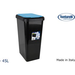 CUBO BASURA RECICABLE DOBLE APERTURA 45L TAPA AZUL