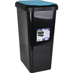 CUBO BASURA RECICABLE DOBLE APERTURA 45L TAPA AZUL