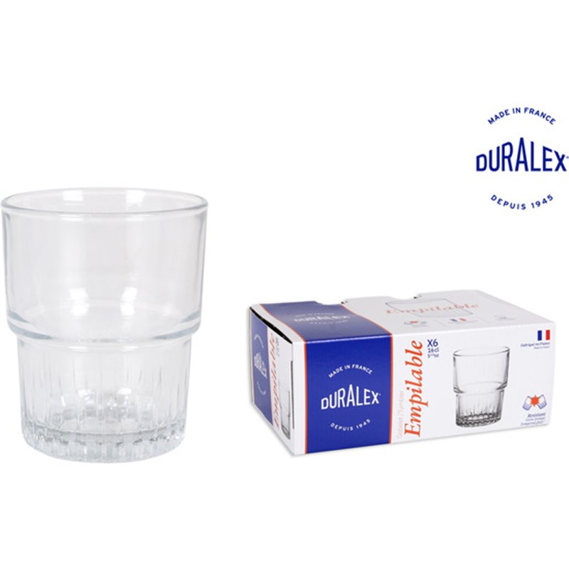 SET 6 VASOS TRANSPARENTE 16CL APILABLE