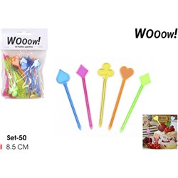 SET 50 PALILLOS COCKTAIL PLASTICO WOOOW