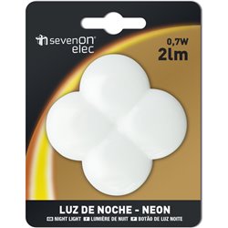 LUZ DE NOCHE NEON TREBOL 0,7W BLANCO 5,8X5,8X6CM 7HSEVENON ELEC