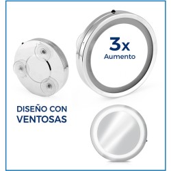 ESPEJO AUMENTO - LED - VENTOSAS PARED - CONFORTIME