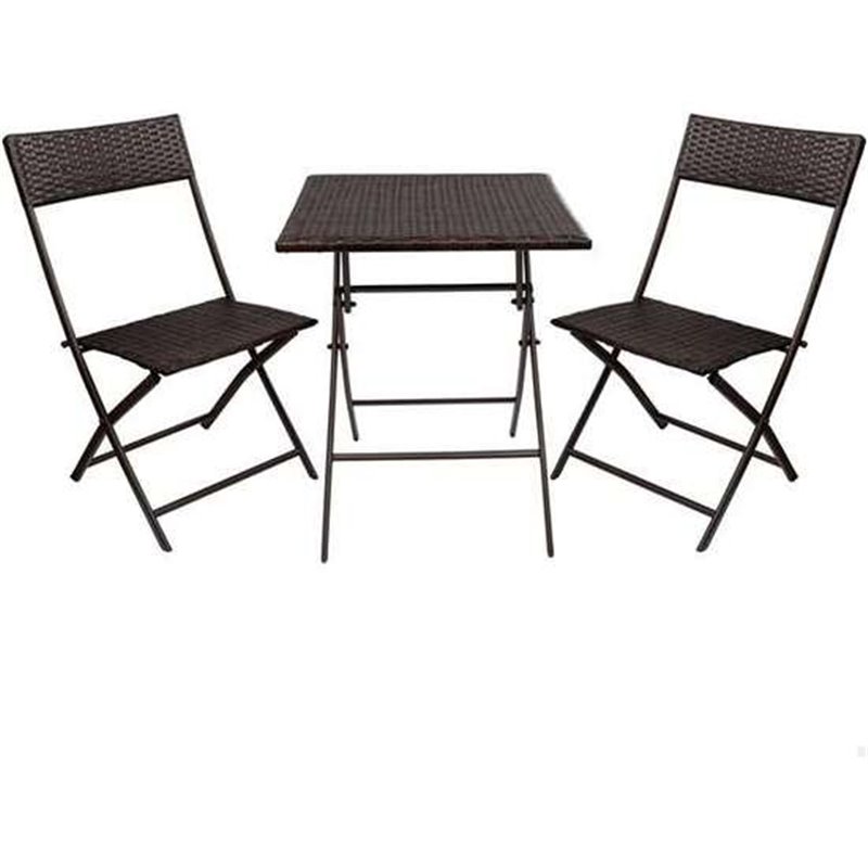 CONJUNTO DE MESA CUADRADA PLEGABLE (60X72 CM) + 2 SILLAS DE RATÁN (44X83,5 CM) AKTIVE